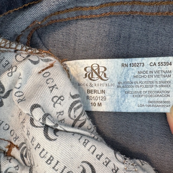 ROCK & REPUBLIC Berlin Skinny Mid-rise Jeans, Blue, Women's Size 10 L31 - Picture 9 of 10